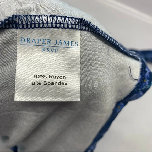 Draper James RSVP Wrap Dress Large  Blue Floral Midi Pockets Stretch Long Sleeve - Picture 12 of 13